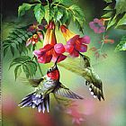 Unknown Artist hummingbirds painting